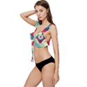 Circle Pattern Repeat Design Low Cut Ruffle Edge Bikini Top View2