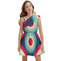 Circle Pattern Repeat Design Kids  One Shoulder Party Dress