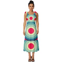 Circle Pattern Repeat Design Tie-strap Tiered Midi Chiffon Dress