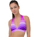 Pink Rainbow Purple Design Pattern Halter Plunge Bikini Top View1