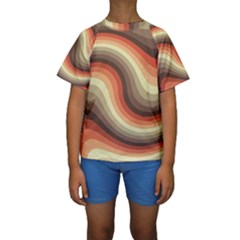 Twirl Swirl Waves Pattern Kids  Short Sleeve Swimwear