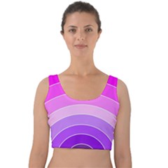 Pink Rainbow Purple Design Pattern Velvet Crop Top