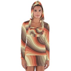 Twirl Swirl Waves Pattern Long Sleeve Hooded T-shirt by Pakjumat