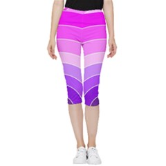 Pink Rainbow Purple Design Pattern Inside Out Lightweight Velour Capri Leggings 