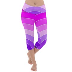 Pink Rainbow Purple Design Pattern Lightweight Velour Capri Yoga Leggings