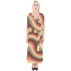 Twirl Swirl Waves Pattern Quarter Sleeve Wrap Maxi Dress