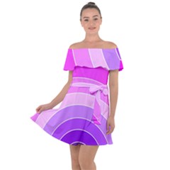 Pink Rainbow Purple Design Pattern Off Shoulder Velour Dress