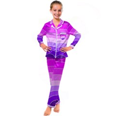 Pink Rainbow Purple Design Pattern Kids  Satin Long Sleeve Pajamas Set by Pakjumat