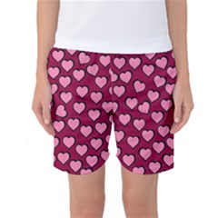 Pattern Pink Abstract Heart Women s Basketball Shorts by Pakjumat