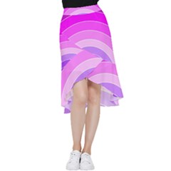 Pink Rainbow Purple Design Pattern Frill Hi Low Chiffon Skirt by Pakjumat