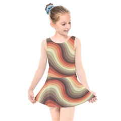 Twirl Swirl Waves Pattern Kids  Skater Dress Swimsuit