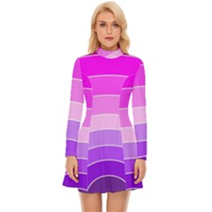 Pink Rainbow Purple Design Pattern Long Sleeve Velour Longline Dress