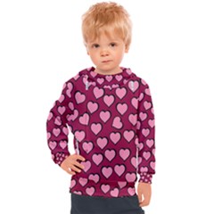 Pattern Pink Abstract Heart Kids  Hooded Pullover by Pakjumat