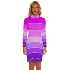 Pink Rainbow Purple Design Pattern Long Sleeve Shirt Collar Bodycon Dress by Pakjumat