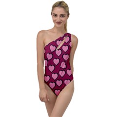 Pattern Pink Abstract Heart To One Side Swimsuit by Pakjumat