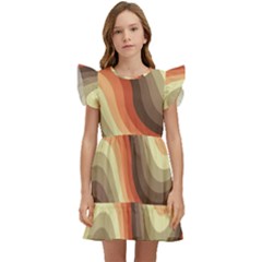 Twirl Swirl Waves Pattern Kids  Winged Sleeve Dress by Pakjumat