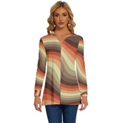 Twirl Swirl Waves Pattern Long Sleeve Drawstring Hooded Top by Pakjumat