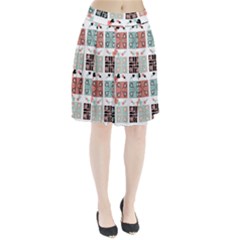 Mint Black Coral Heart Paisley Pleated Skirt by Pakjumat