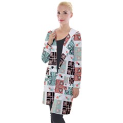 Mint Black Coral Heart Paisley Hooded Pocket Cardigan by Pakjumat