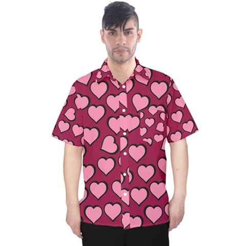 Pattern Pink Abstract Heart Men s Hawaii Shirt by Pakjumat