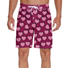 Pattern Pink Abstract Heart Men s Beach Shorts by Pakjumat