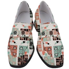 Mint Black Coral Heart Paisley Women s Chunky Heel Loafers by Pakjumat