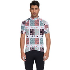 Mint Black Coral Heart Paisley Men s Short Sleeve Cycling Jersey