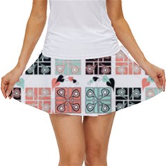 Mint Black Coral Heart Paisley Women s Skort by Pakjumat