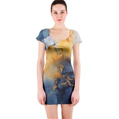 Abstract Marble Design Background Short Sleeve Bodycon Dress by Pakjumat