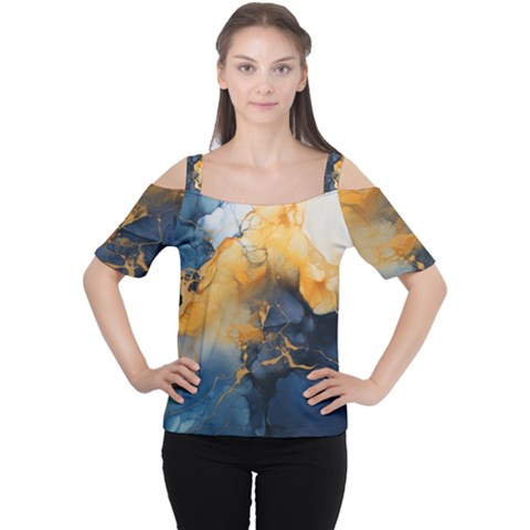 Abstract Marble Design Background Cutout Shoulder T-shirt by Pakjumat