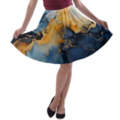 Abstract Marble Design Background A-line Skater Skirt by Pakjumat