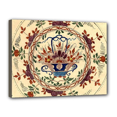 Vintage Antique Plate China Canvas 16  X 12  (stretched) by Pakjumat