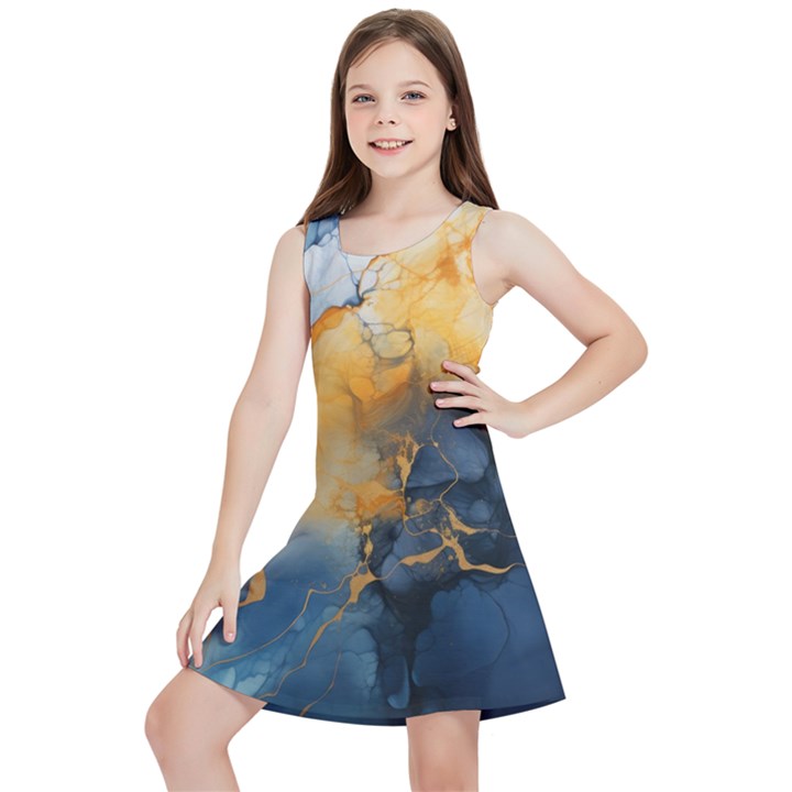 Abstract Marble Design Background Kids  Lightweight Sleeveless Dress