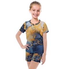 Abstract Marble Design Background Kids  Mesh T-shirt And Shorts Set