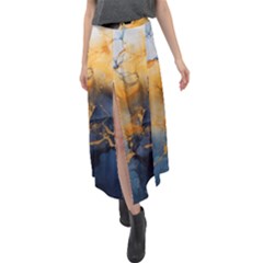 Abstract Marble Design Background Velour Split Maxi Skirt by Pakjumat