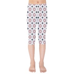 Tile Pattern Design Flowers Kids  Capri Leggings  by Pakjumat