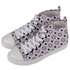 Tile Pattern Design Flowers Women s Mid-top Canvas Sneakers by Pakjumat