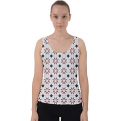 Tile Pattern Design Flowers Velvet Tank Top by Pakjumat