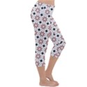 Tile Pattern Design Flowers Lightweight Velour Capri Yoga Leggings View3