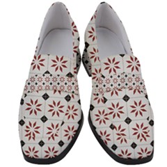 Tile Pattern Design Flowers Women s Chunky Heel Loafers by Pakjumat