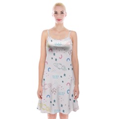 Spaceship Pattern Star Spaghetti Strap Velvet Dress by Pakjumat