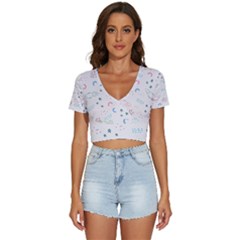 Spaceship Pattern Star V-neck Crop Top by Pakjumat