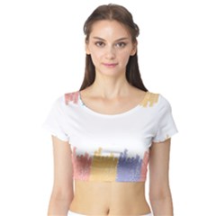 Border Frame Colorful Brush Strokes Short Sleeve Crop Top by Pakjumat