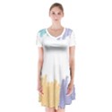 Border Frame Colorful Brush Strokes Short Sleeve V-neck Flare Dress View1