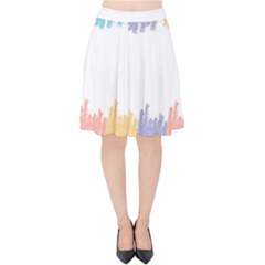 Border Frame Colorful Brush Strokes Velvet High Waist Skirt by Pakjumat