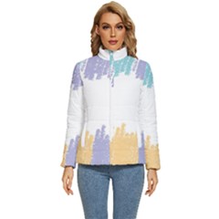 Border Frame Colorful Brush Strokes Women s Puffer Bubble Jacket Coat by Pakjumat