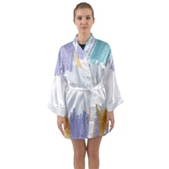 Border Frame Colorful Brush Strokes Long Sleeve Satin Kimono by Pakjumat