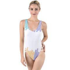 Border Frame Colorful Brush Strokes High Leg Strappy Swimsuit by Pakjumat