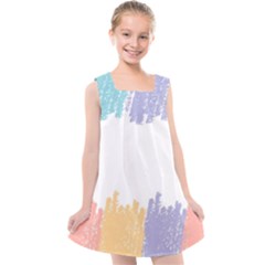 Border Frame Colorful Brush Strokes Kids  Cross Back Dress by Pakjumat