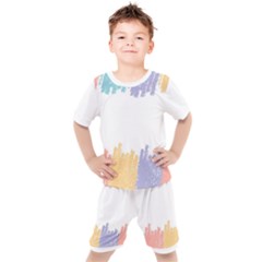 Border Frame Colorful Brush Strokes Kids  T-shirt And Shorts Set by Pakjumat